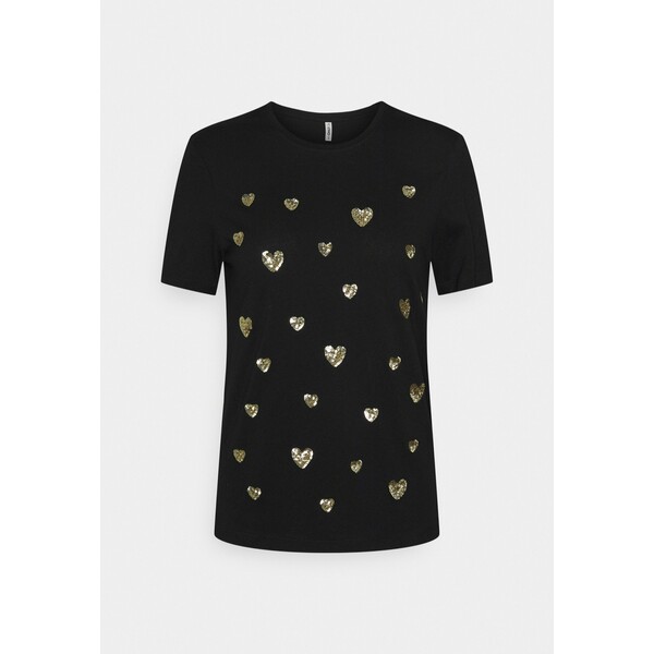 ONLY ONLKITA LIFE LEAF BOX T-shirt z nadrukiem black/gold ON321D2NH