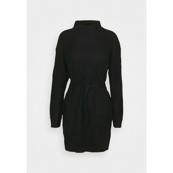 Missguided Tall NECK BASIC DRESS WITH BELT Sukienka dzianinowa black MIG21C07H
