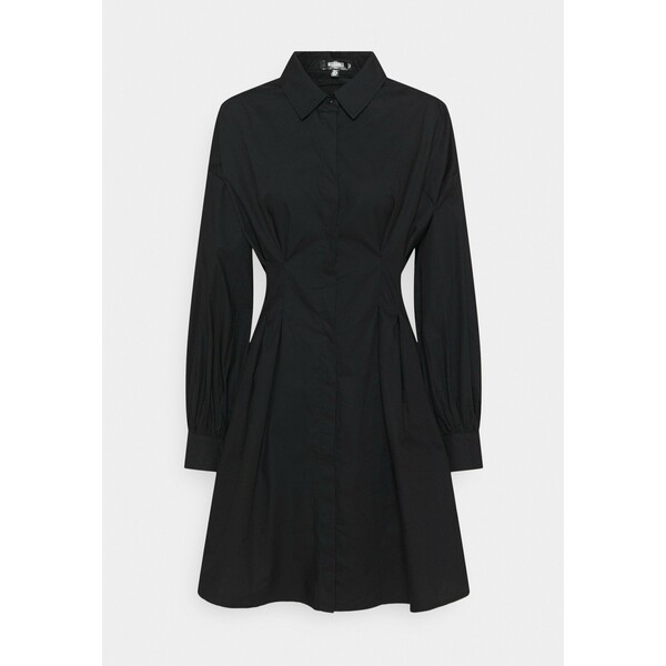 Missguided Tall TALL POPLIN PLEATED WAIST DRESS Sukienka koszulowa black MIG21C09W