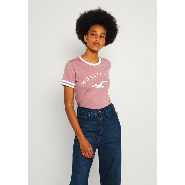 Hollister Co. TEE T-shirt z nadrukiem pink H0421D0C8