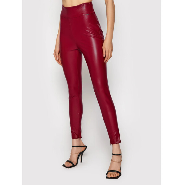 Guess Spodnie z imitacji skóry Priscilla W1RB25 WBG60 Czerwony Extra Slim Fit