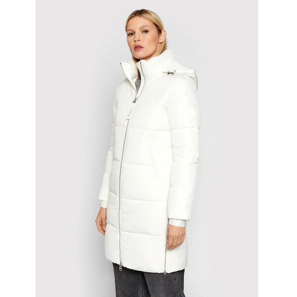 Calvin Klein Płaszcz zimowy Elastic Logo Sorona K20K203050 Biały Regular Fit