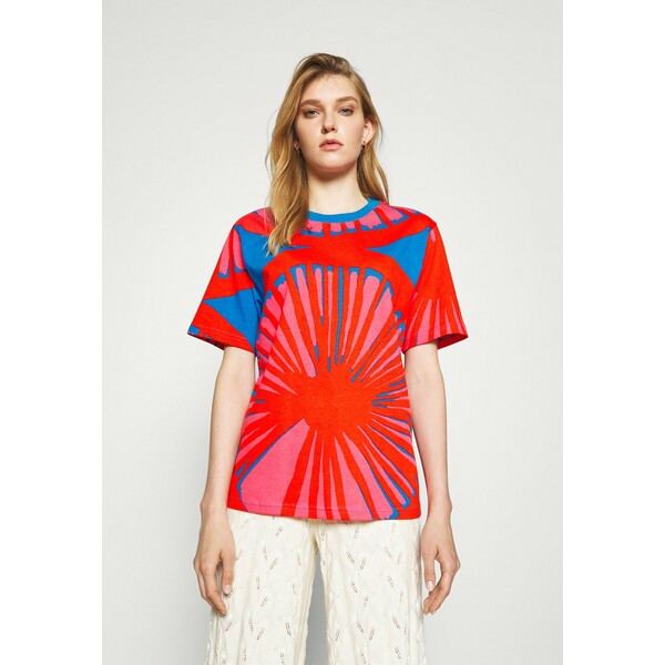 Marimekko CREATED KUUSIKKO APPELSIINI T-shirt z nadrukiem bright blue/orange/pink M4K21D01B