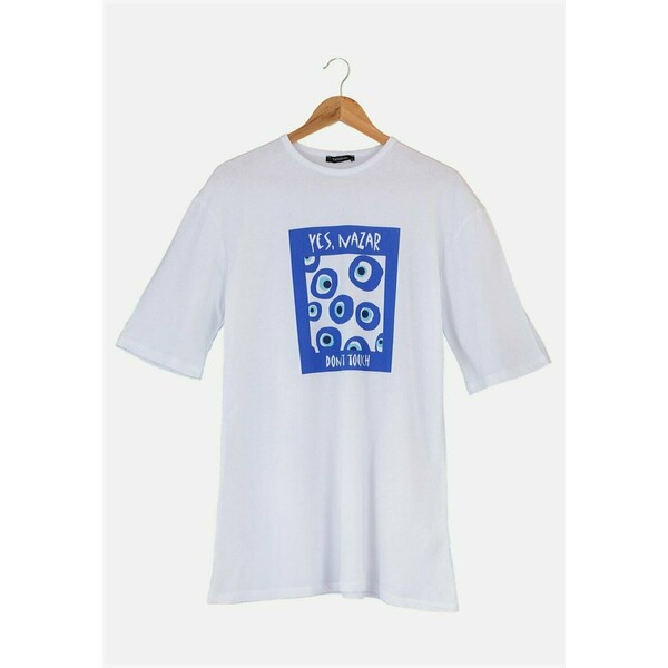 Trendyol T-shirt z nadrukiem white TRU21D096