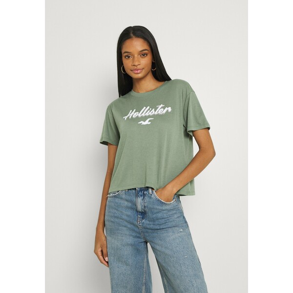 Hollister Co. HERITAGE TEE T-shirt z nadrukiem green H0421D0D9