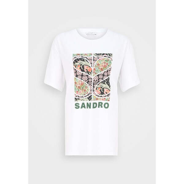sandro T-shirt z nadrukiem blanc SAD21D03H