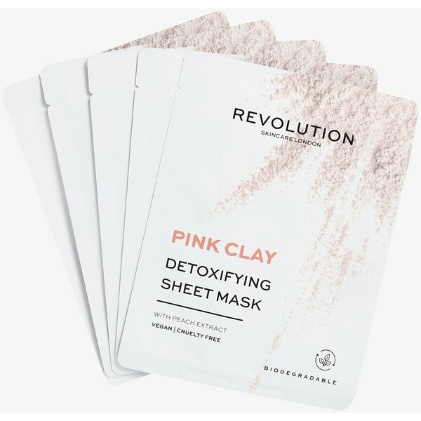 Revolution Skincare BIODEGRADABLE DETOXIFYING PINK CLAY SHEET MASKS Zestaw do pielęgnacji - R0H31G032-S11