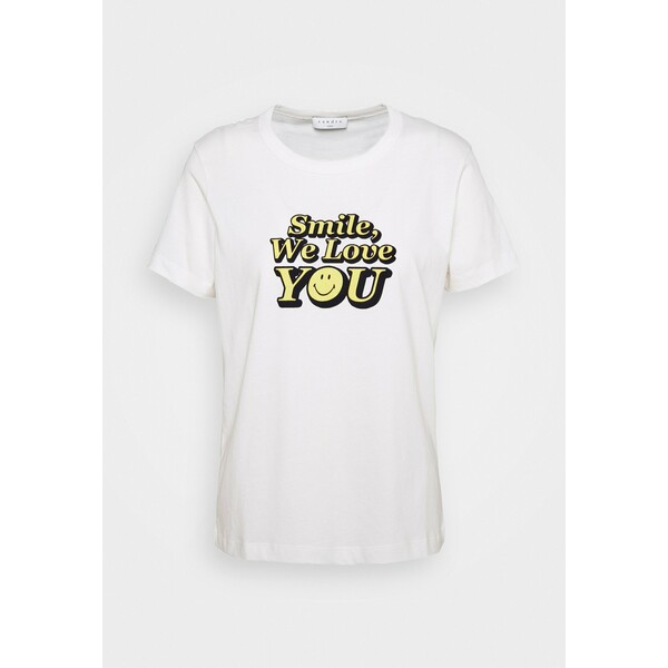 sandro VINTY T-shirt z nadrukiem ecru SAD21D034