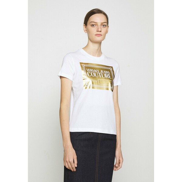 Versace Jeans Couture T-shirt z nadrukiem white/gold VEI21D03Q