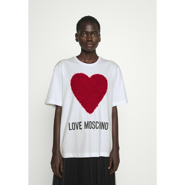 Love Moschino T-shirt z nadrukiem white LO921D06M