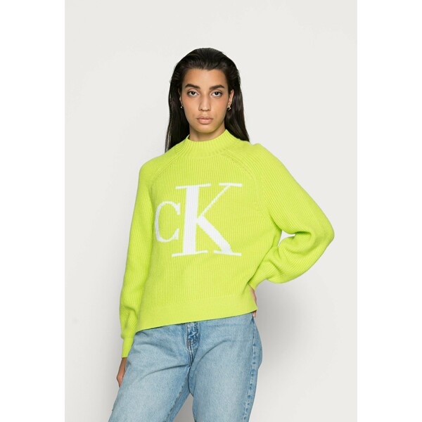 Calvin Klein Jeans RAGLAN SWEATER Sweter acid lime/bright white C1821I03A