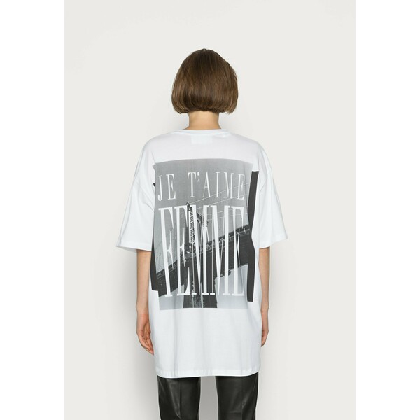 Selected Femme SLFFRE O NECK OVERSIZE TEE T-shirt z nadrukiem bright white SE521D0HB
