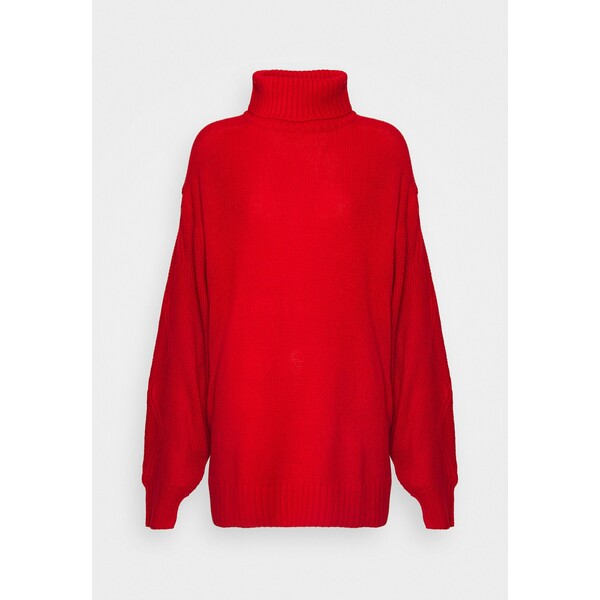Missguided Tall ROLL NECK CABLE SLEEVE JUMPER Sweter red MIG21I03I