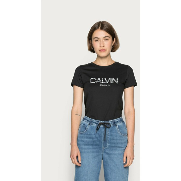 Calvin Klein PRINT SLIM FIT T-shirt z nadrukiem black 6CA21D03I