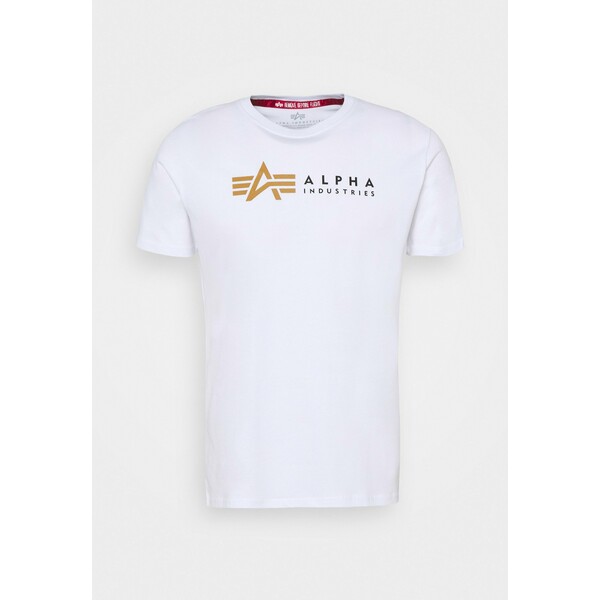 Alpha Industries LABEL T-shirt z nadrukiem white AL522O04Q-A11