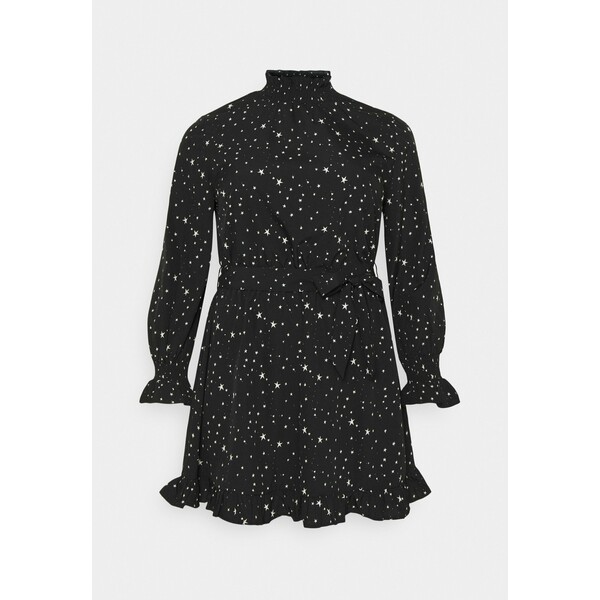 Simply Be HIGH NECK TIE WAIST FRILL SKATER DRESS Sukienka letnia black SIE21C06D