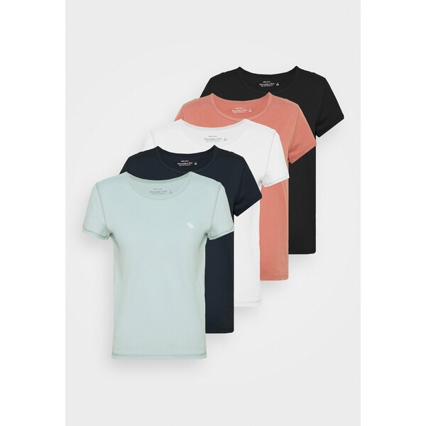 Abercrombie & Fitch 5 PACK T-shirt basic white/grey blue/rust/navy/black A0F21D0IC