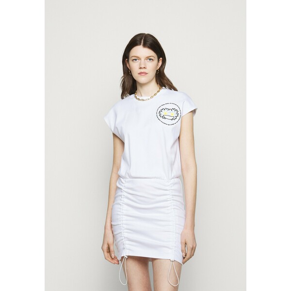 GCDS COULISSE DRESS Sukienka z dżerseju white GC921C004