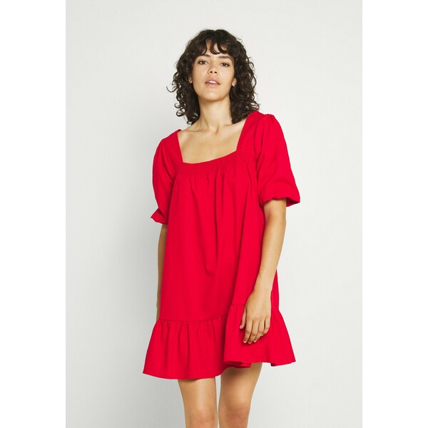 Missguided SHIRRED PUFF SLEEVE MINI DRESS Sukienka letnia red M0Q21C20S