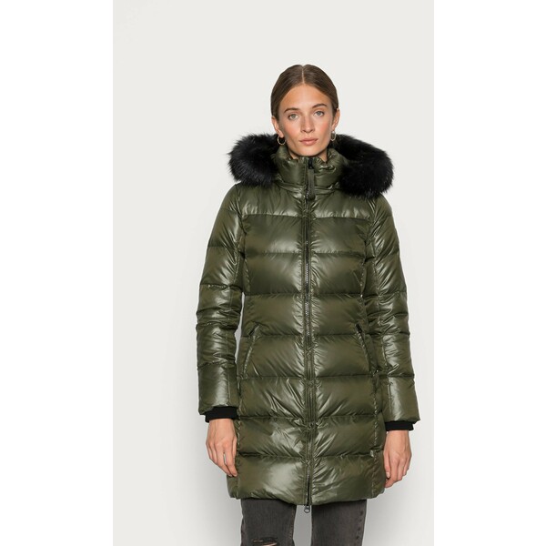 Calvin Klein ESSENTIAL REAL COAT Płaszcz puchowy dark olive 6CA21U02J