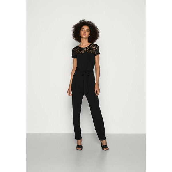 Anna Field OCCASION LACE SHORT SLEEVES BELTED JUMPSUIT Kombinezon black AN621T01Z