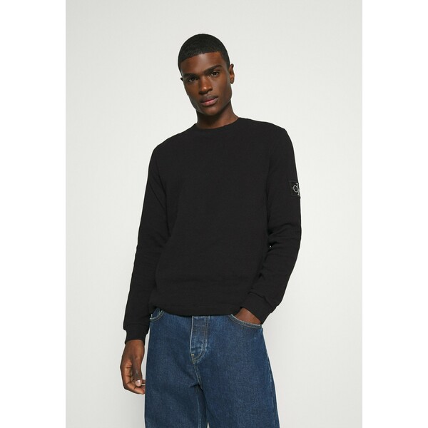 Calvin Klein Jeans MONOGRAM BADGE WAFFLE Sweter black C1822O094