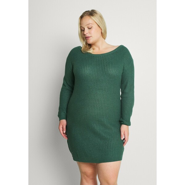 Missguided Plus AYVAN OFF SHOULDER DRESS Sukienka dzianinowa dark green M0U21C0I1