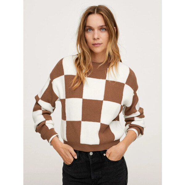 Mango Sweter Chess 17073267 Brązowy Relaxed Fit