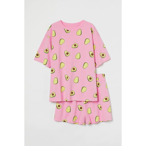 H&M Dżersejowa piżama - 0888331063 Różowy/Awokado