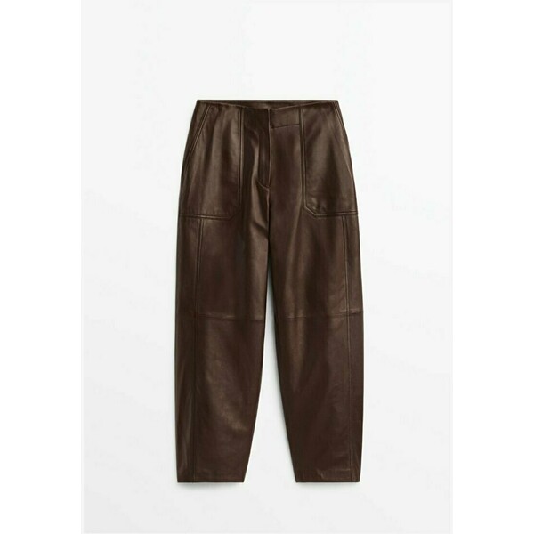 Massimo Dutti Spodnie skórzane brown M3I21A0MF