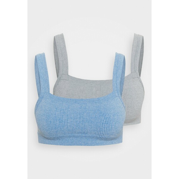 Cotton On Body SEAMFREE CHUNKY STRAIGHT NECK CROP 2 PACK Biustonosz bustier grey marle/silver lake blue marle C1R81A01I