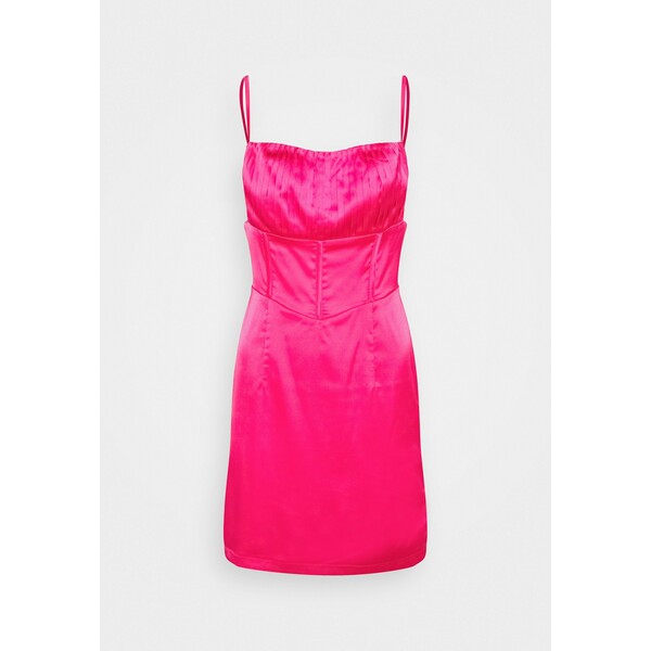 Missguided PLEAT DETAIL STRAPPY BODYCON MINI DRESS Sukienka koktajlowa hot pink M0Q21C1V7