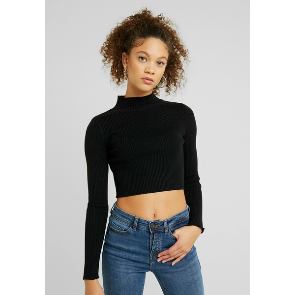 Glamorous Petite CROPPED JUMPER WITH LONG SLEEVES AND HIGH ROUND NECKLINE Sweter black GLB21I00N