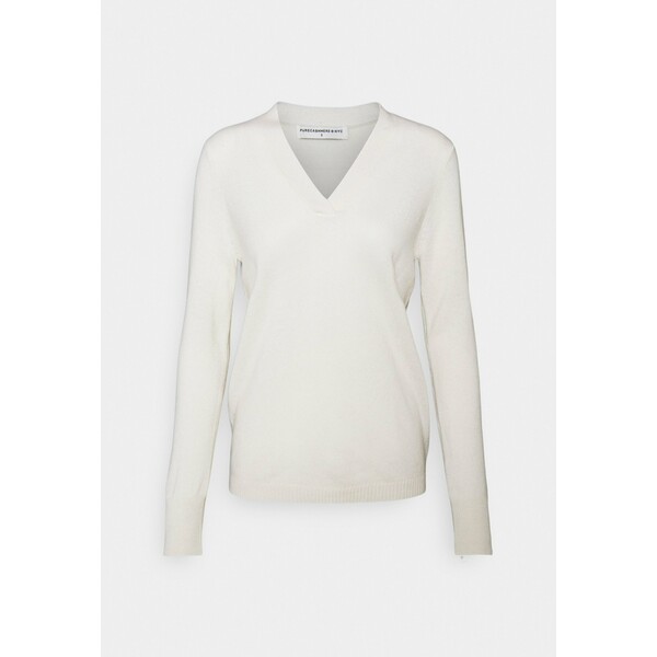 pure cashmere V NECK Sweter white PUG21I002