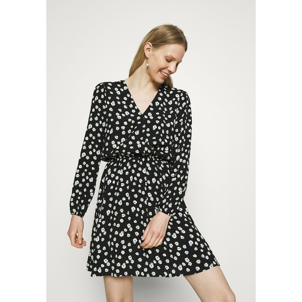 Marks & Spencer London DITSY WRAP MINI Sukienka letnia black QM421C04M