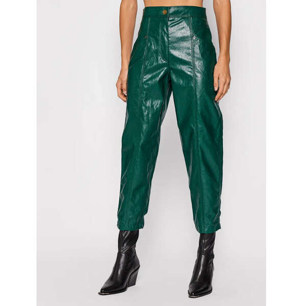 TWINSET Spodnie z imitacji skóry 212TT2051 Zielony Regular Fit