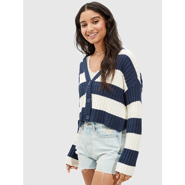 American Eagle Kardigan 034-1340-9567 Granatowy Relaxed Fit