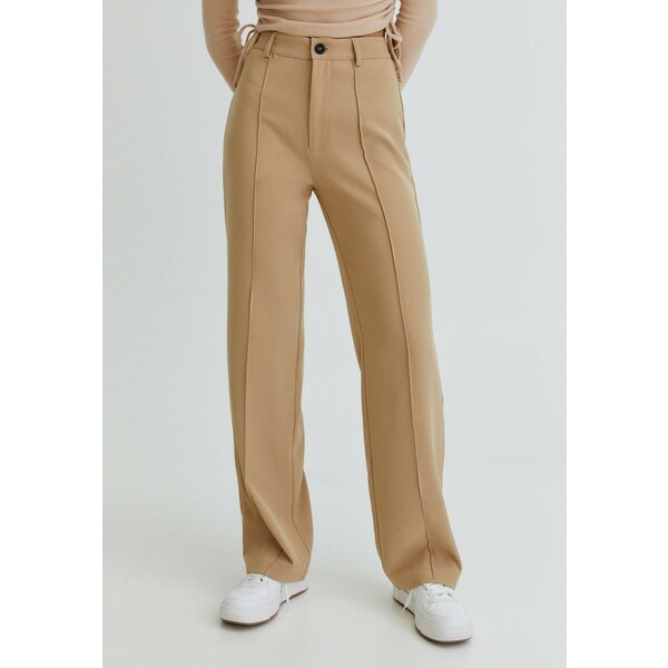 PULL&BEAR REGULAR-FIT MIT ZIERNAHT VORNE Spodnie materiałowe beige PUC21A0LL