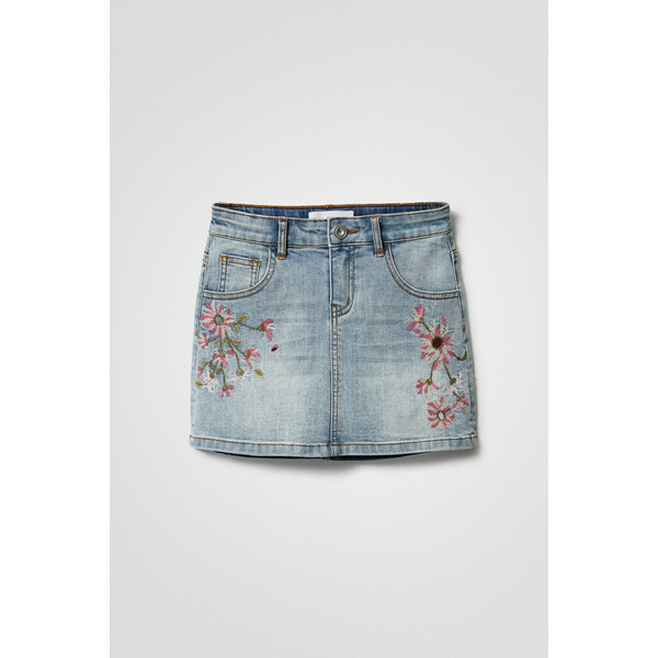 Desigual Krótka spódnica dżinsowa w kwiaty 21WGFD015007