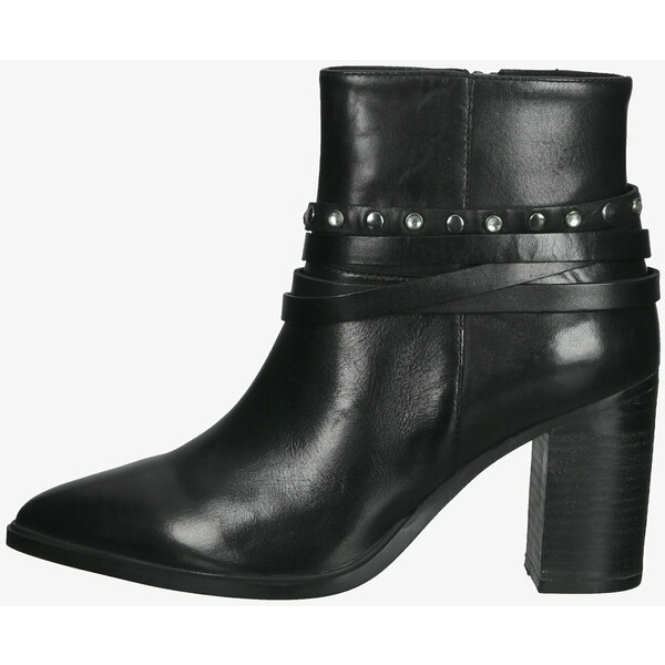 SPM Shoes & Boots Botki na obcasie black leather SPO11N002