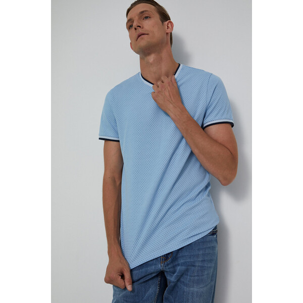 Medicine T-shirt męski slim w drobny wzór niebieski RW21-TSM041_50A
