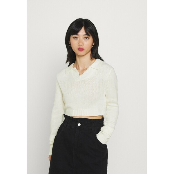 Missguided Petite CROP WITH COLLAR Sweter cream M0V21I03X