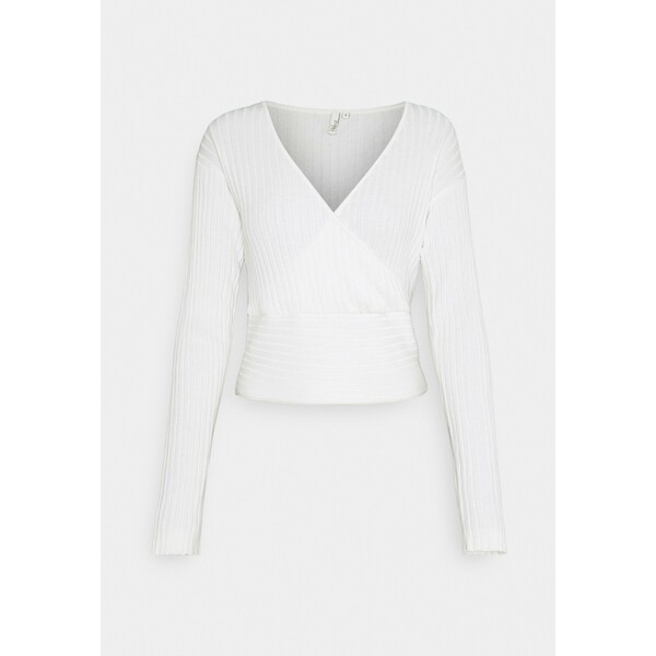 Nly by Nelly CROPPED WRAP Sweter white NEG21I027