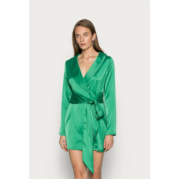 IN THE STYLE TIE WAIST SATINBLAZER DRESS Sukienka koktajlowa green I0421C002