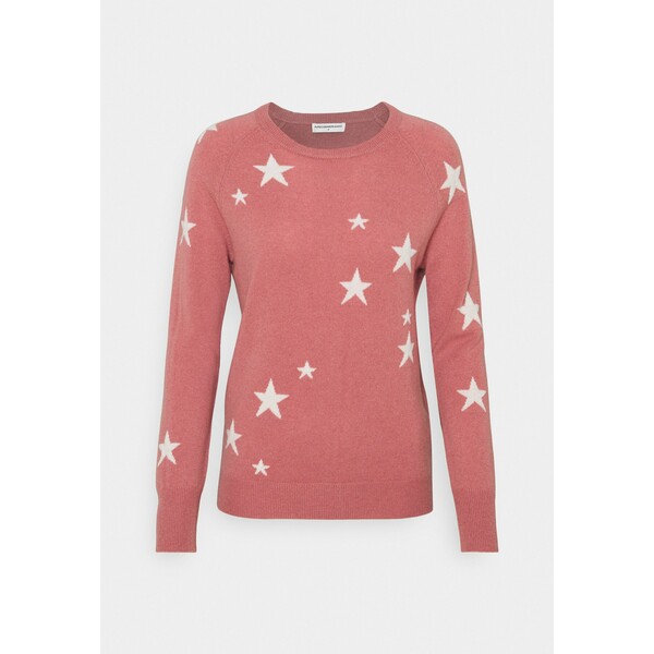 pure cashmere STAR CREW NECK Sweter rose pink/ivory PUG21I005