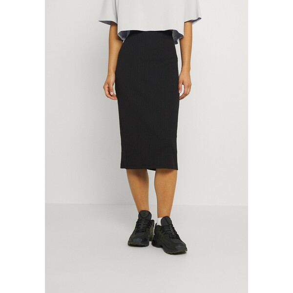 Even&Odd Basic ribbed midi high waisted skirt Spódnica ołówkowa black EV421B0A2