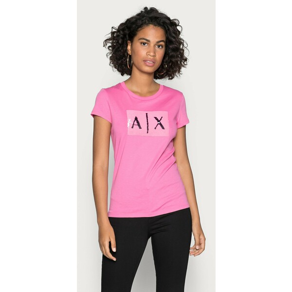 Armani Exchange T-shirt z nadrukiem pink note/black ARC21D01M