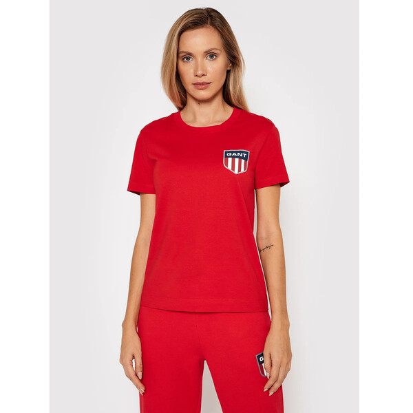 Gant T-Shirt Retro Shield 4200219 Czerwony Relaxed Fit
