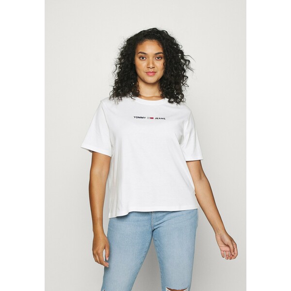 Tommy Jeans Curve LINEAR LOGO TEE T-shirt z nadrukiem white T2C21D00F