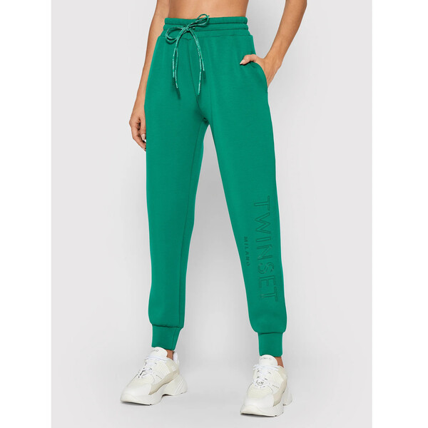 TWINSET Spodnie dresowe 212TT2091 Zielony Regular Fit
